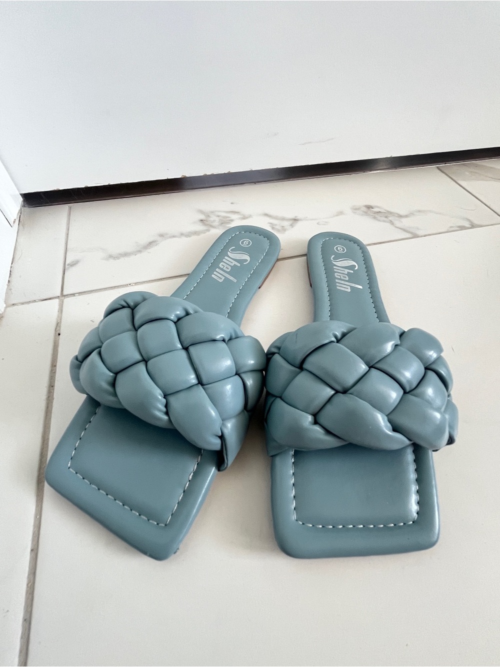 Stellah Braided Slide Sandals - Slate Blue